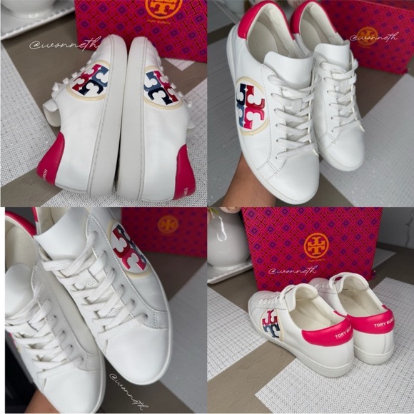 Tory Burch leather sneaker with signature logo. - Picture 3 of 10